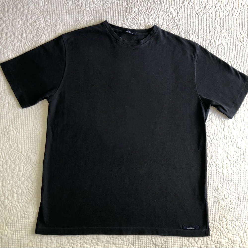 ERMENEGILDO ZEGNA Black Cotton Crewneck Short Sleeve Front Logo T-Shirt XXL